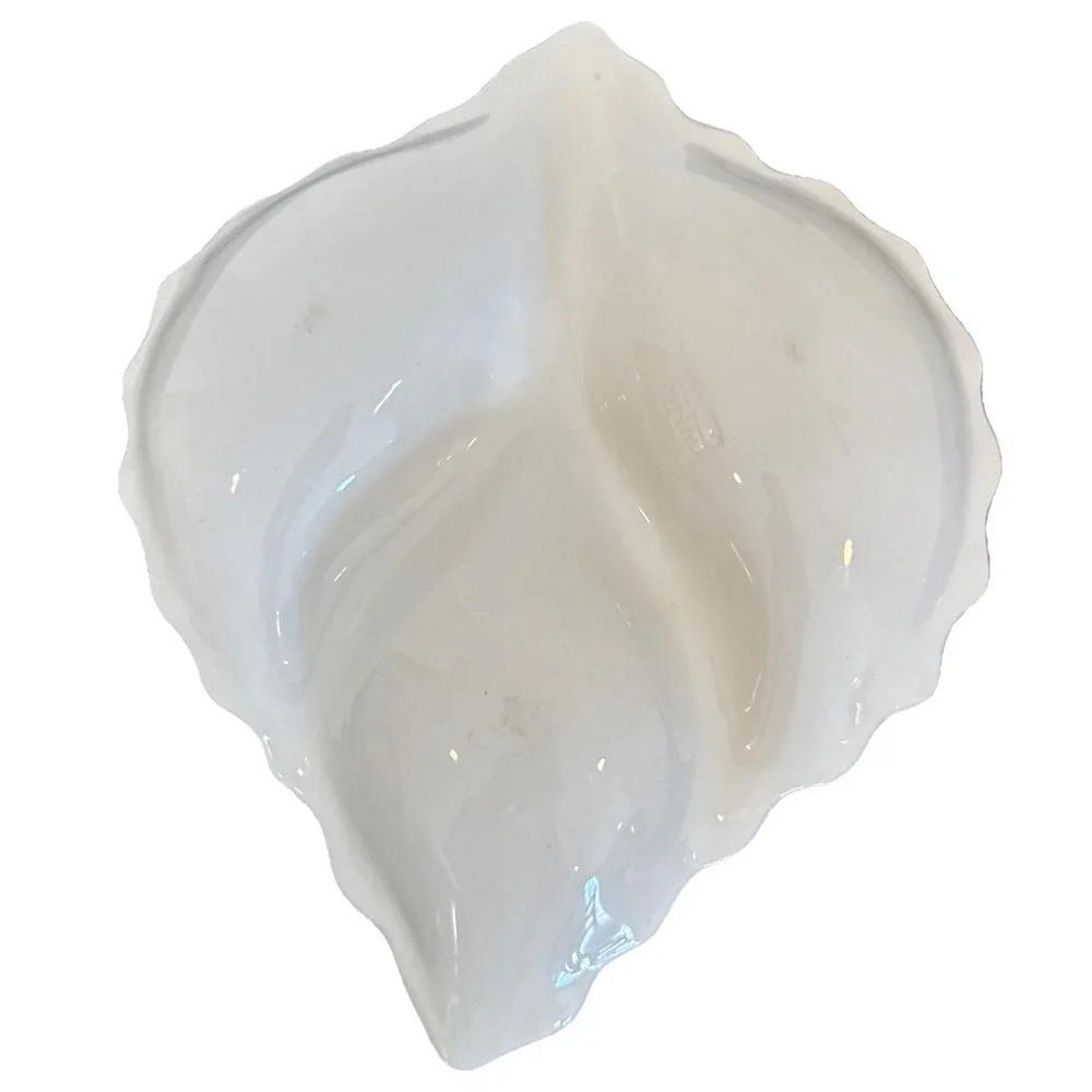 Vintage Unbranded White Cabbage Divided Serving Dish Gourmet Ware Hand Painted